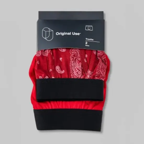 Men's Bandana/Solid Trunks 2pk - Original Use&trade; Maroon image {1}