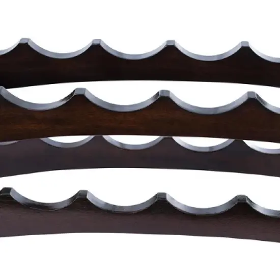 BIRDROCK HOME Stackable Wood bottle Rack  - 2 Wooden Wave Bars - Set of 2-12 Bottle - Espresso image {3}