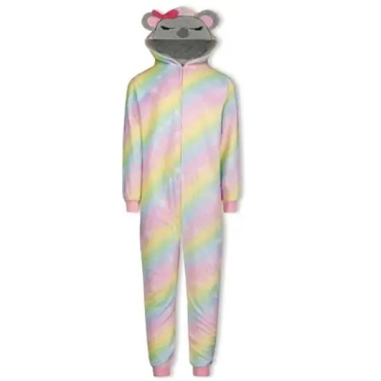 Sleep On It Girls Ombre Koala Bear Zip-Up Hooded Sleeper Pajama with Built Up 3D Character Hood image {7}