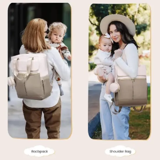 Itopfox Large Capacity Diaper Bag Backpack with Insulated Pockets, Changing Pad, Pacifier Case, and Anti-Theft Laptop Compartment for Women and Men image {2}