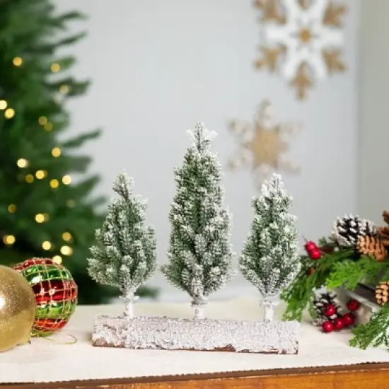 Northlight Frosted Pine Tree Trio Christmas Decoration - 8" - Unlit image {1}