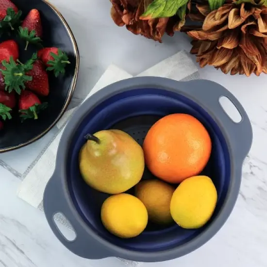 Oster Bluemarine Collapsible Plastic Colander in Blue image {3}