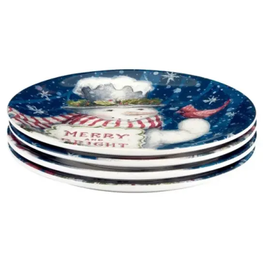 Certified International Set of 4 Snowman Greetings Dessert Plates image {1}