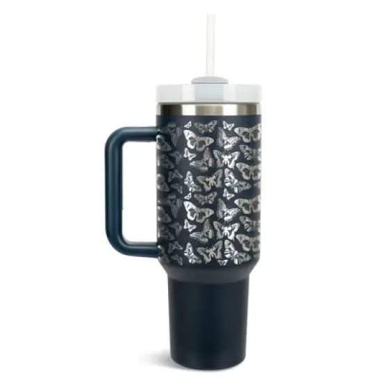 Elanze Designs Small Monarch Butterfly Garden 40 oz. Stainless Steel, Large Water Bottle Coffee Mug, Spill & Leak Resistant, Thermal Travel Tumbler image {1}