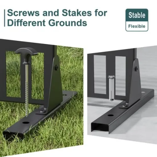 PexFix 72 in. x 47 in. Outdoor Metal Privacy Screen Garden Fence in Streets Pattern in Black image {11}