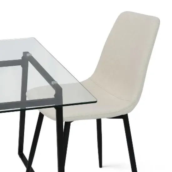 Mona+Bingo 7-Piece Black Rectangular Clear Tempered Transparent Glass Table with 6 Upholstered Side Chairs-Maison Boucle image {3}