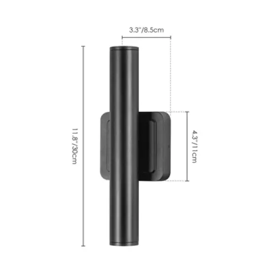 Rennnsan Nuvane 11"-23"H Hardwired Cylinder Aluminum Industrial LED Dimmable Outdoor Wall Sconce in Black image {2}