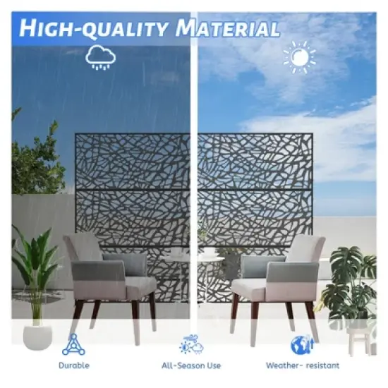 Syemin Decorative Privacy Screen, Outdoor Objects nd Panels for Patio Lawn Deck for Garden, Lawn, Black, 47.46"*15.75"*70.69" image {3}