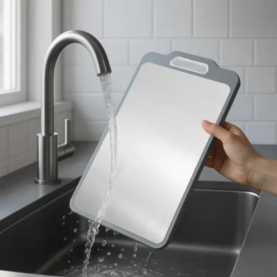 Unique Bargains Double-Sided Stainless Steel Cutting Board 1Pc image {4}