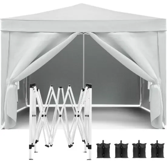 Canopy Tent 10'x10' Pop Up Canopy Tent With 4 Removable Sidewalls, Outdoor Party Canopies With 4 Weight Bags & Carry Bag For Garden Wedding Camping image {12}