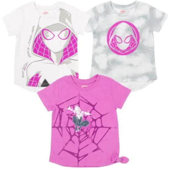 Marvel Spider-Verse Spider-Gwen Ghost Spider Girls 3 Pack T-Shirts Little Kid to Big Kid image {9}