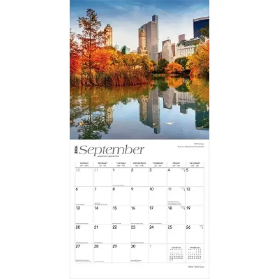 BrownTrout New York City 2026 12"x24" Hanging Square Wall Calendar Plastic-Free image {3}
