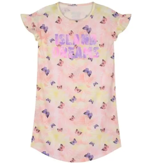 Sleep On It Girls Island Butterflies Pajama Sleep Shirt With Matching Sleep Mask image {2}