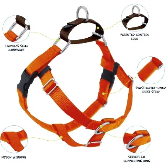 2 Hounds Design Freedom No Pull Dog Harness - Small, Medium & Large Dogs | Adjustable Dog Harness | Made in USA | 1" XL Rust image {1}