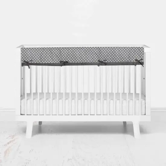 Bacati - Mix n Match Chevron/Dots Long Crib Rail Guard Cover White/Gray image {1}
