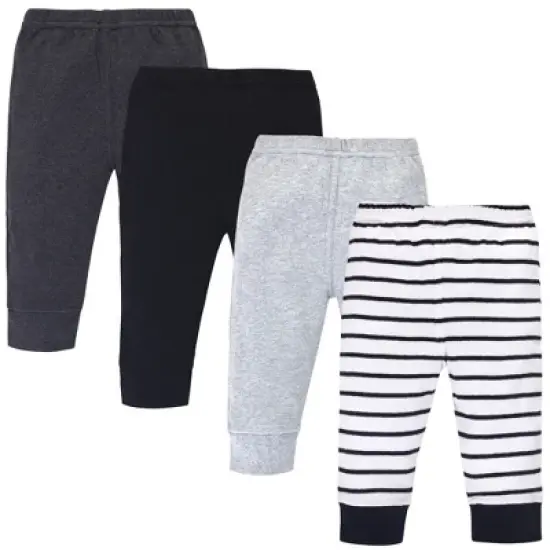 Touched by Nature Baby and Toddler Organic Cotton Pants 4pk, Gray Black Stripe image {2}