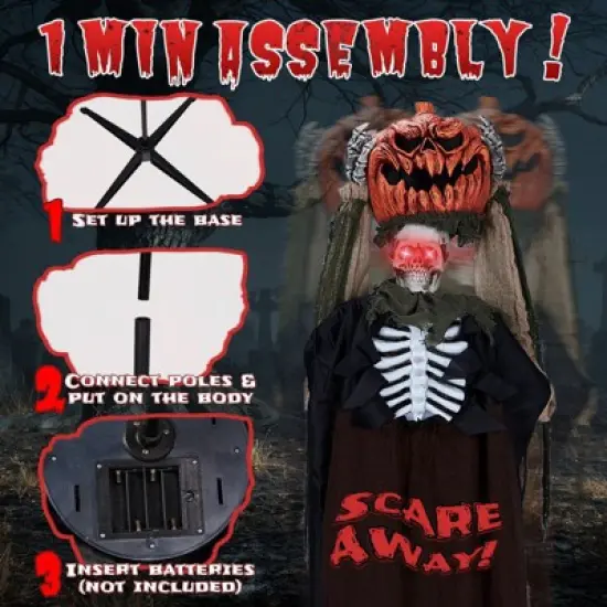 Karl Home 5.6ft Halloween Decorations Outdoor Animatronics Ghost with Pumpkin Head image {2}