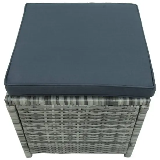 6pc Wicker Patio Set with Glass Table Ottomans - Gray/Dark Gray - GODEER image {6}