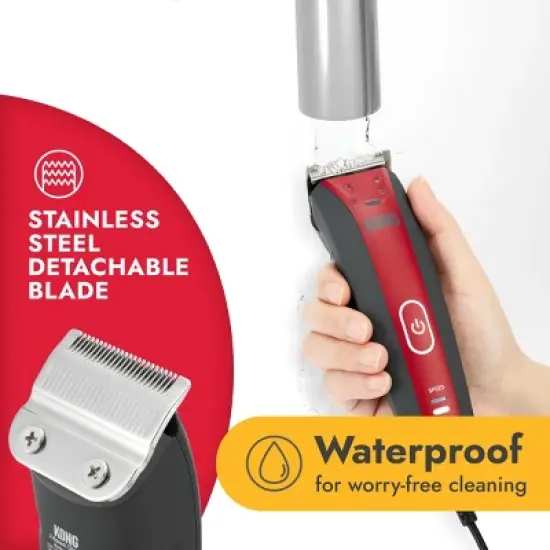 KONG 2-Speed 8' Cord with LED Light, Blade and Combs Dog Hair Clipper Kit - 10pc image {3}