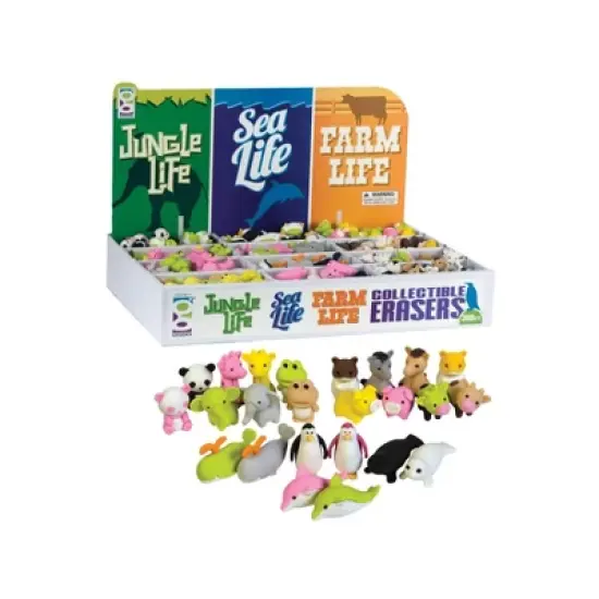 Geddes Jungle, Sea, and Farm Life 3D Eraser Assortment - 288 per display image {1}