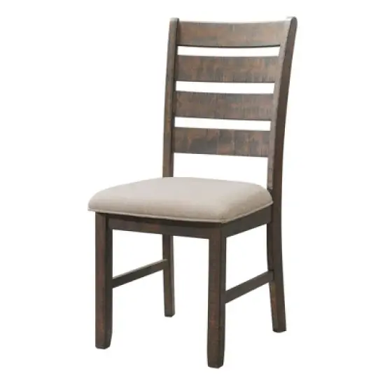 Dex Ladder Back Side Chair Set Walnut Brown /Cream Upholstery - Picket House Furnishings image {1}