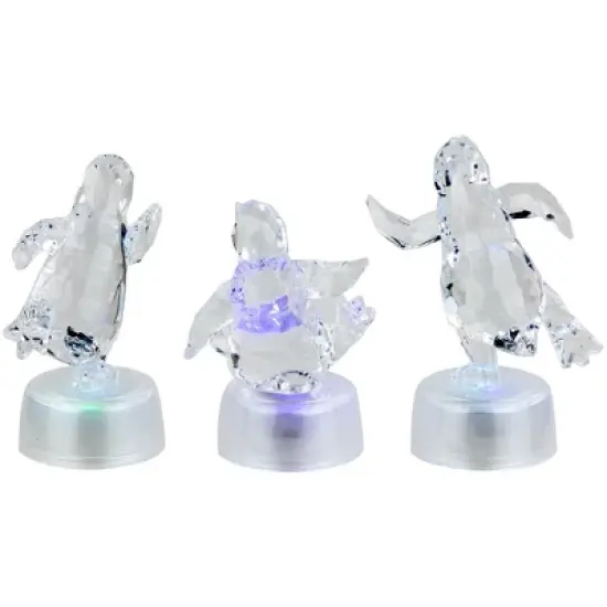 Northlight LED Lighted Color Changing Penguin Acrylic Christmas Decorations - 4" - Set of 3 image {4}