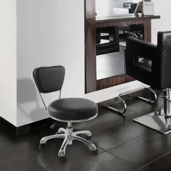 Saloniture Rolling Hydraulic Salon Stool with Backrest - Adjustable Swivel Chair for Spa or Medical Office image {6}