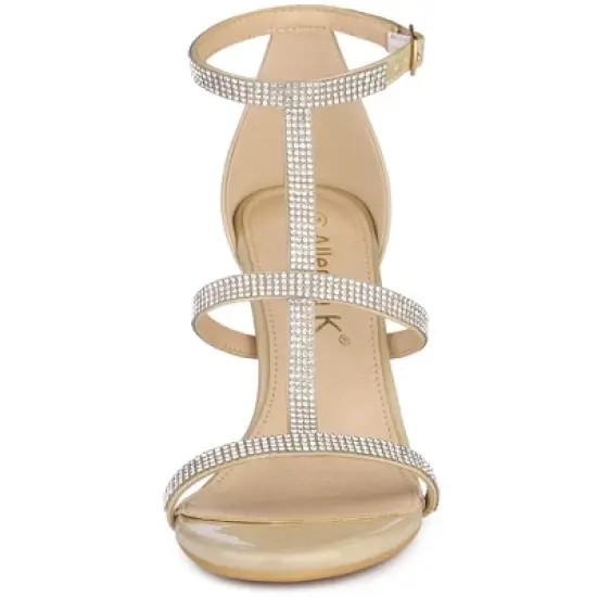 Allegra K Women's Rhinestone Ankle Strap Stiletto High Heel Sandals image {1}