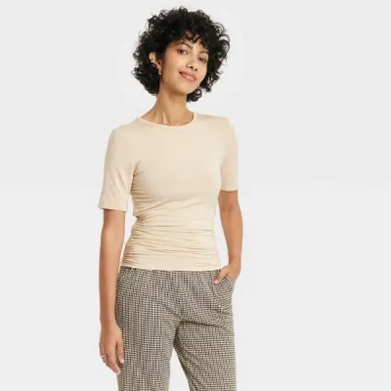 Women's Elbow Sleeve Slim Fit Crew Neck T-Shirt - A New Day&trade; image {6}