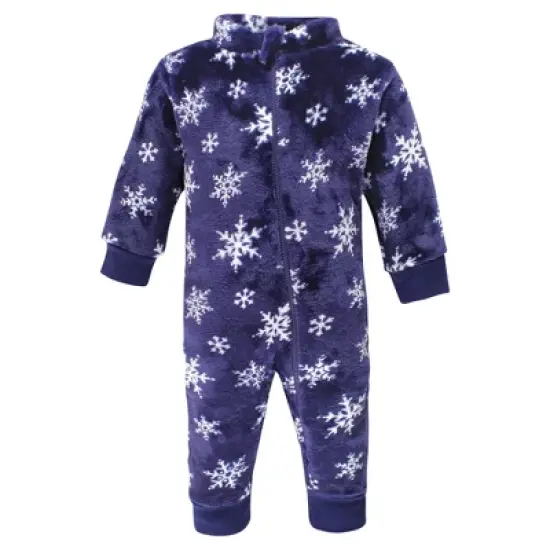 Hudson Baby Unisex Baby Plush Jumpsuits, Navy Snowflake image {2}