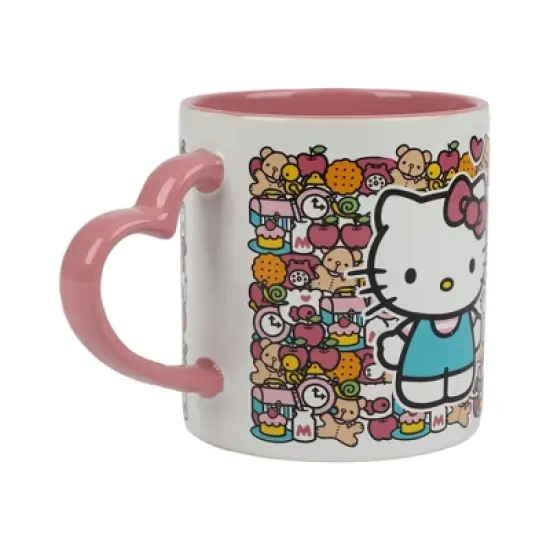 Hello Kitty Mug with Pink Heart Shaped Handle - 16oz Ceramic Mug image {2}