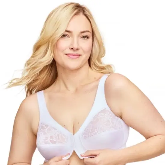 Glamorise Womens MagicLift Front-Closure Support Wirefree Bra 1200 White image {2}