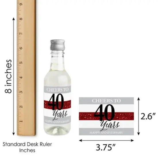 Big Dot of Happiness We Still Do - 40th Wedding Anniversary - Mini Wine and Champagne Bottle Label Stickers - Anniversary Party Favor Gift - Set of 16 image {5}