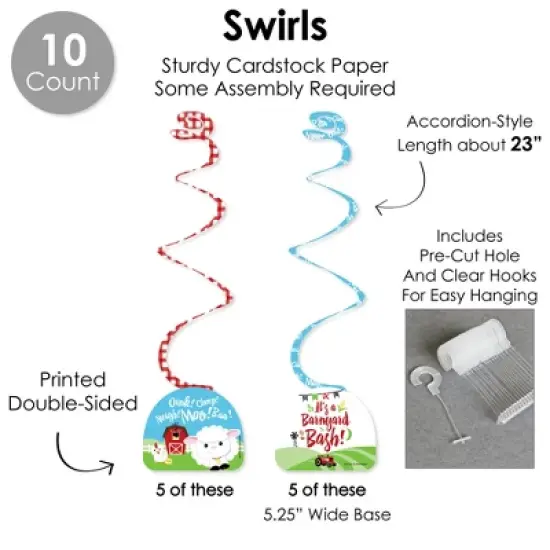 Big Dot of Happiness Farm Animals - Barnyard Baby Shower or Birthday Party Supplies Decoration Kit - Decor Galore Party Pack - 51 Pieces image {3}