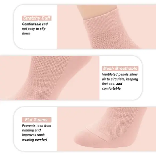 SERISIMPLE Women Thin Viscose Bamboo Above Ankle Sock Breathable Lightweight Classic Crew Casual 5 Pairs image {1}