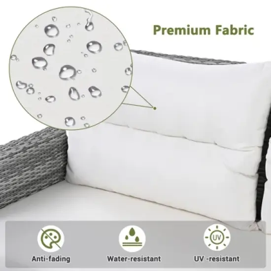 Outdoor Patio Rattan Sectional Sofa Set with Adjustable Height Table and 2 Reclining Seat, Extendable Side Tables image {6}