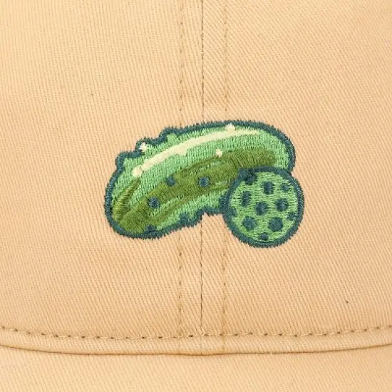 Pickleball Embroidered Pickle & Ball Tan Dad Hat image {3}