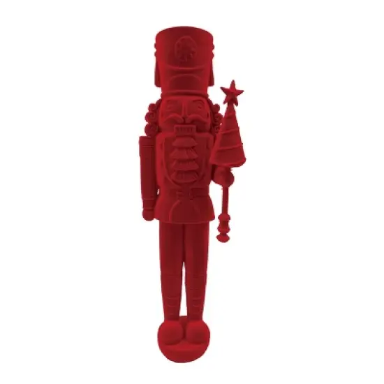 Transpac Red Flocked Nutcracker Decor for Christmas Tabletop Festive Holiday Decorative Object Gift for Hostess image {1}