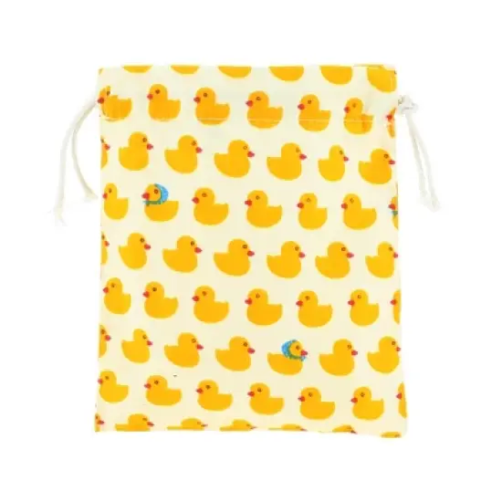 Unique Bargains Women Durable Drawstring Ducks Cosmetic Bag Yellow 1 Pc image {3}