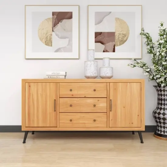 Modern Wood Sideboard Buffet Light Brown - Olivia & May image {7}