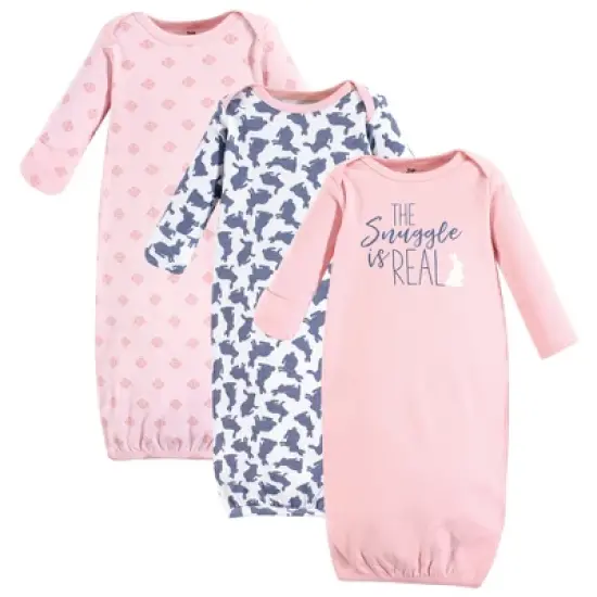 Yoga Sprout Baby Girl Cotton Long-Sleeve Gowns 3pk, Snuggle Bunny image {1}