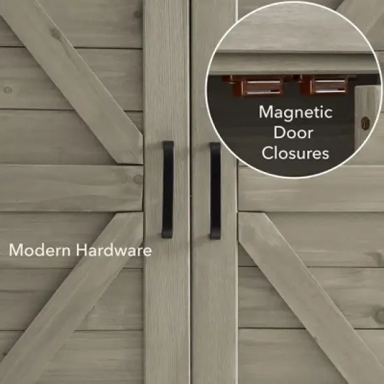 Casafield Outdoor Storage Cabinet and Potting Bench with Metal Tabletop and Storage Cabinet - Wooden Outdoor Garden Patio Workstation Table image {5}