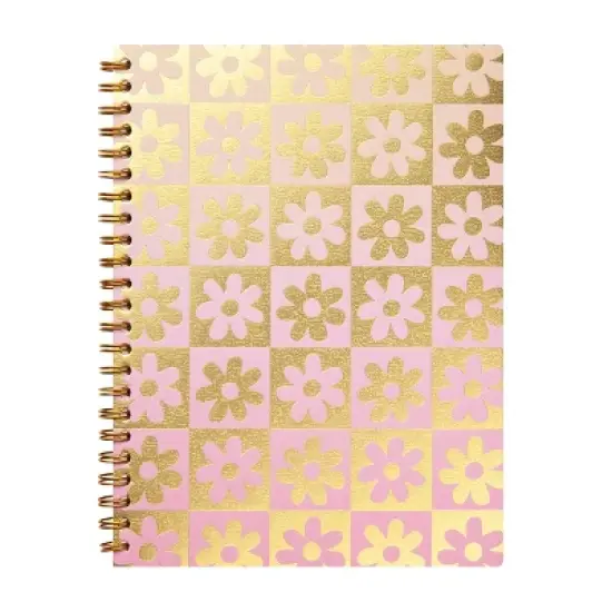 greenroom 6"x8" Spiral Notebook: Metallic Pattern Daisy Checkerboard image {6}