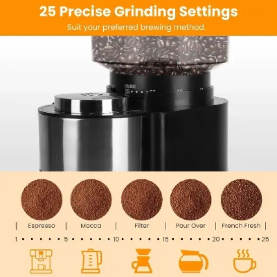 Mojgar Coffee Grinder Electric Coffee Bean Grinder with 25 Grind Settings 12 Cups Selection image {3}