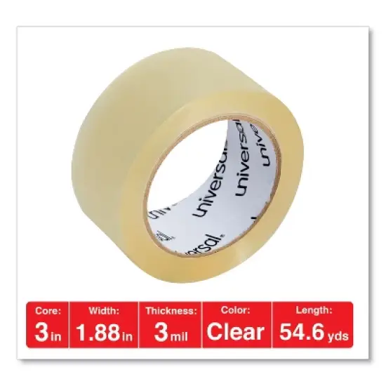 Universal Heavy-Duty Box Sealing Tape - 1.88" x 54.6 yds - Clear - Case of 6 image {3}