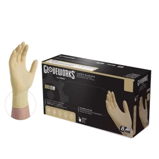 GLOVEWORKS Heavy-Duty Ivory Latex Gloves - Industrial Grade - Perfect for Mechanics, Commercial Cleaning, Household Use, Painting, Plumbing, and more image {10}