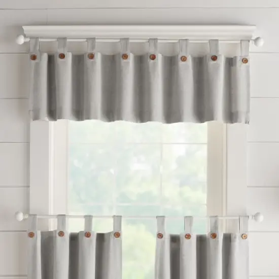 Tucker Solid Button Tab Top Window Kitchen Valance - Elrene Home Fashions image {6}