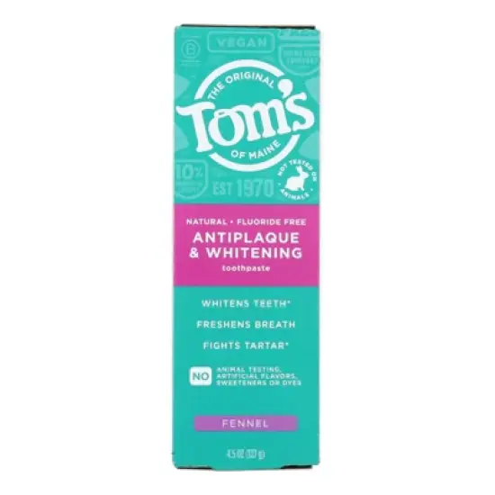 Tom's Of Maine Anitplaque and Whitening Toothpaste Fennel - Case of 6/4.5 oz image {1}