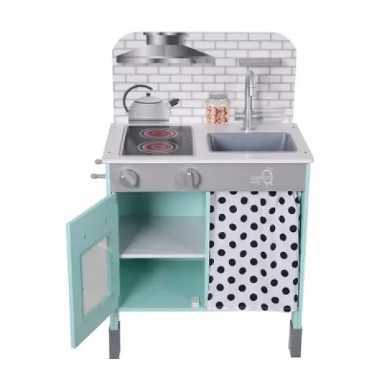 Teamson Kids Little Chef Philly Modern Wooden Kitchen Playset, Aqua/White image {8}