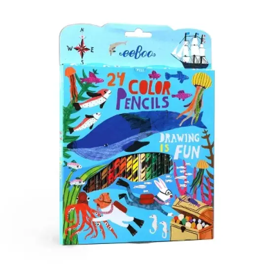 eeBoo In The Sea Color Pencils &ndash; 24 Vibrant Pre-Sharpened Pencils with Sharpener image {6}